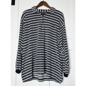 Vintage Givenchy Activewear Men's XL Terry Cloth Striped 1/4 Zip Long Sleeve 90s